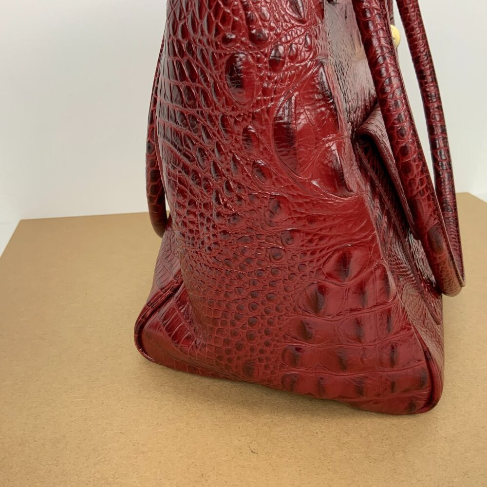 Brahmin Kelsey Crocodile-Embossed Leather Carryall Tote in Cranberry Red - Picture 12 of 16
